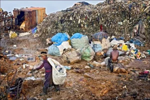 Women scavenging for valuables in garbage dump to feed their homes