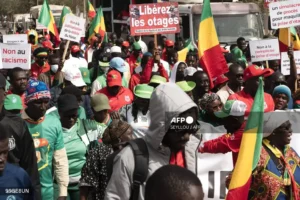 Senegal Fans Protest In Dakar Over Jailing Of 18 Supporters In Morocco After AFCON Final [Photos]