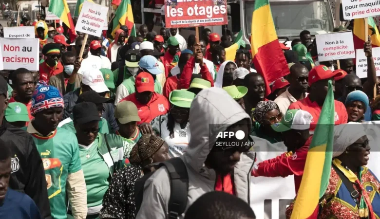 Senegal Fans Protest In Dakar Over Jailing Of 18 Supporters In Morocco After AFCON Final [Photos]